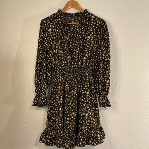 SHEIN Frenchy Plus Allover Print Flounce Sleeve Ruffle Hem Dress